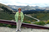 August 2010 - Karen on the road leading to Cottonwood Pass over the Continental Divide in Colorado