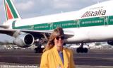 March 1992 - Brenda Reiter Goto and taxiing Alitalia B747-200 at Miami International Airport