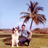 1967 - Posing with Buster, our St. Bernard mascot in front yard of Coast Guard Station Lake Worth Inlet, Peanut Island