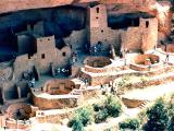 1990 - Karen at the ancestral Pueblo cliff dwellings