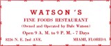 1952 - Watsons Fine Foods Restaurant