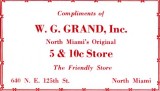 1952 - W. G. Grand, Inc., North Miamis Original 5 & 10c Store