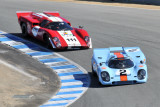 (1st place) No. 2, Bruce Canepa, 1969 Porsche 917K, and (2nd) No. 111, Peter Kitchak, 1969 Lola T70 Mk 3B