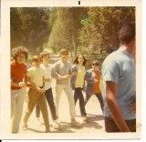 Campers walking to the Dining Room. M Itzkowitz, D Lobl, S Itzkowitz, I Palansky, E Helberg & K Sindin 1968.jpg