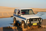 Towing Stuck Car From a Waterhole, Stockton