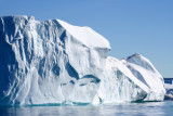 Icebergs floating across Disco Bay