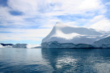 Icebergs floating across Disco Bay