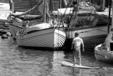 Paddler in the harbour (Kiel, Germany)