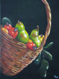 BASKET OF FRUITS 30 X 40 OIL ON CANVAS