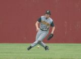 aaron plays the ball in right field