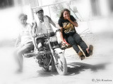 My first taste of the local transportation called SKYLAB (motorcycle with wood planks tied together as passenger seats), a death defying experience in Surigao del Sur back in 2008 (in photo is Surigao del Sur Provincial Tourism Officer Lala Ambray. Please see my back view in another photo.
