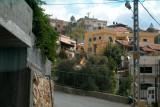 We drove up this narrow street in this Arab village to reach a road on the mountain above it.