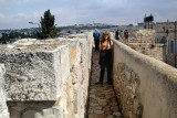 Jerusalem: Judy on the wall surrounding the Christian Quarter of the Old City.