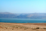 The Dead Sea as seen while traveling south to Masada  - mountains in Jordan are in the background.