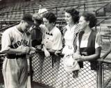 Hilda (Richards mother), second from right, her friends & Lonny Frey (Brooklyn Dodgers infielder) at Ebbets Field (mid 30s)