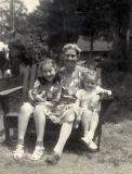 Left to right: Cousin Phyllis, grandma Anna and cousin Carole (mothers side) at Pine Bush, New York (1950)