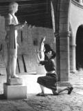 Aunt Helen, mother's sister, at a Roman sculpture with an obvious attribute :-) - Bellver Castle in Mallorca, Spain (mid 1950's)