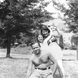 Susan (Richard's cousin - mother's side) with Richard's parents Hilda and Paul at Pine Bush, New York (1950)