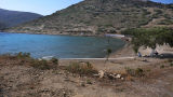 Quiet bay just north of the marina - chilly but sandy and shallow