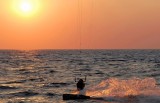Kitesurfing in the sunset
