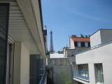 if you lean out and look left -- Eiffel Tower! right from our room!