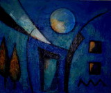 Nacht Leinwand 55x65 Mischtechnik