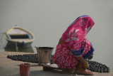 Woman in Pink Sari by Ganges