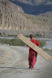 Man with a Plank on his Back Spiti Valley