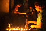Butter Lamps at Night Boudha Stupa