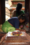 Woman Preparing Offerings in Bachhaleshwari Mandir Pashupatinath