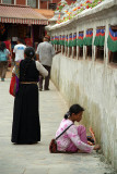 Woman Cleaning Boudha Stupa