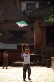 Boy Flying Kite in Durbar Square Bhaktapur 02