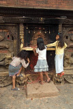 Girls at Shrine on Bhairabnath Mandir Bhaktapur