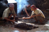 Cleaning Sacrificed Goat Dakshinkali 05