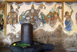 Stone Lingam with Painted Wall behind 02