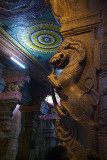 Decorated Pillar and Ceiling Meenakshi Temple
