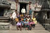 Visiting School Children in Temple Courtyard Belur