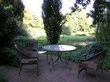 Our semi-private patio seating.  We look out over a pond and the lawn.