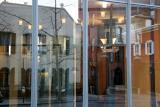 Washington Mews Reflected in NYUs Language & Literature Building Windows