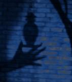 shadows on the wall in blue