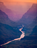 Colorado River through Marble Canyon in the glow of sunrise from Navajo Point<br><br>