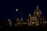 BC parliament during night time