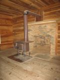 old wood stove in the Gregg Cable House at Cades Cove