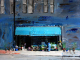 Flower Shop in Uppermil blended into  a painting