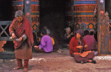 The Faithful gather at the  Prayer Wheels