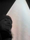 We had to wait by the Monument for a while. I had just put hand warmers into my shoes. Mmmm!