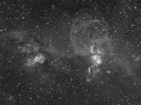 NGC 3576 and NGC 3603 - Luminance + H-alpha