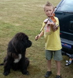 Rileys camp do and Sophie, the resident Newfoundland.