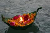 A floating diya, Ganges, Har-ki-pauri, Haridwar, India