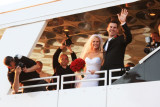 A bride, groom and 3 wedding photographers in Kemah